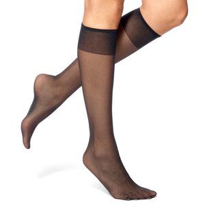 No Nonsense Black Knee High Pantyhose 8 Pair Value Pack Size M/L